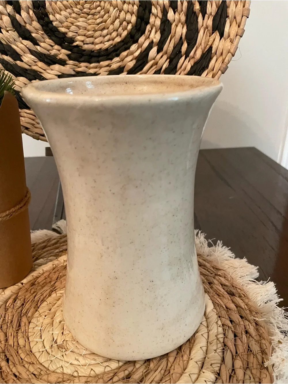 Vintage Cream Ceramic Kitchen Caddy with Brown Lettering